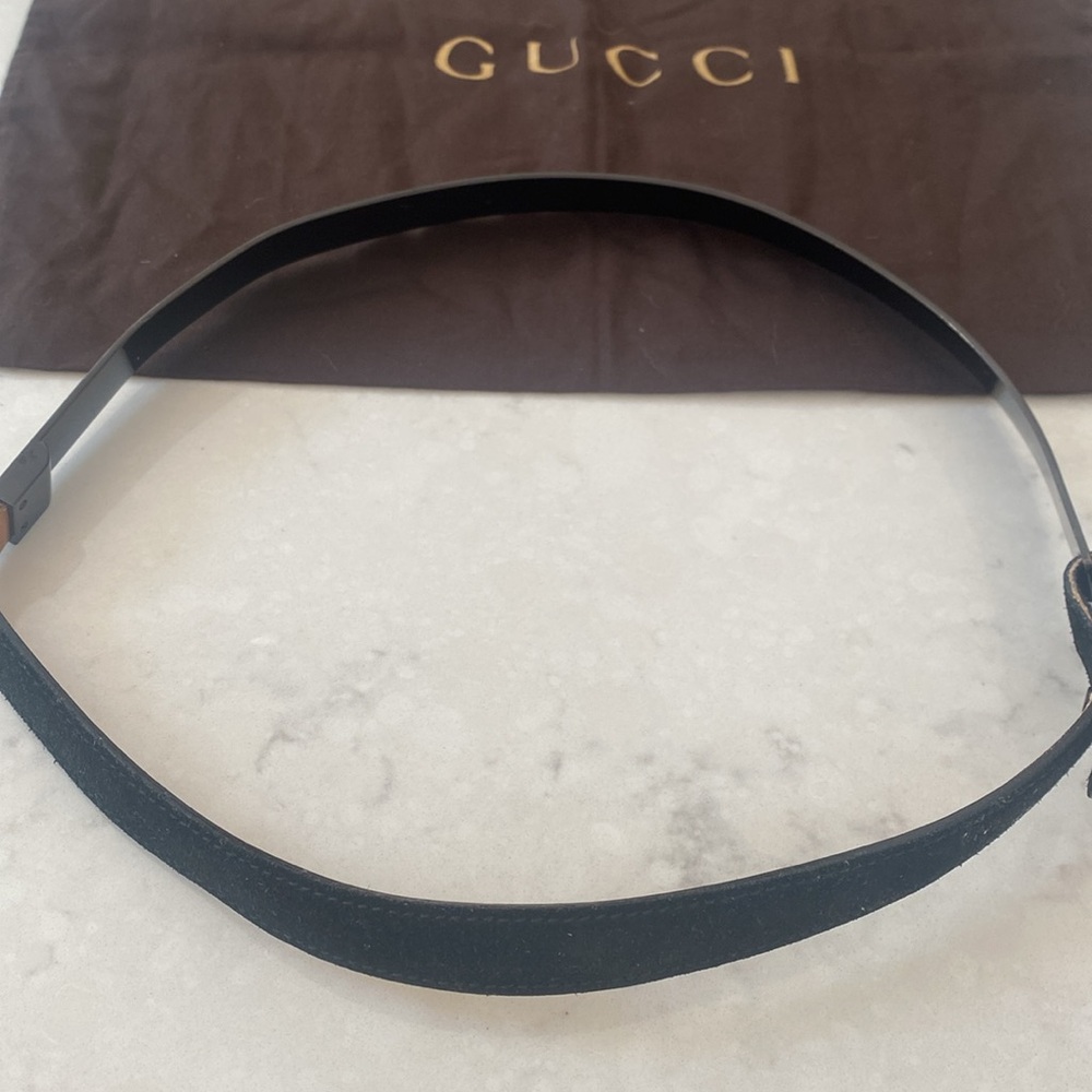 Very Rare Vintage Gucci Metal and Suede Belt Size 75 (30”) With Dust Bag - Picture 5 of 6